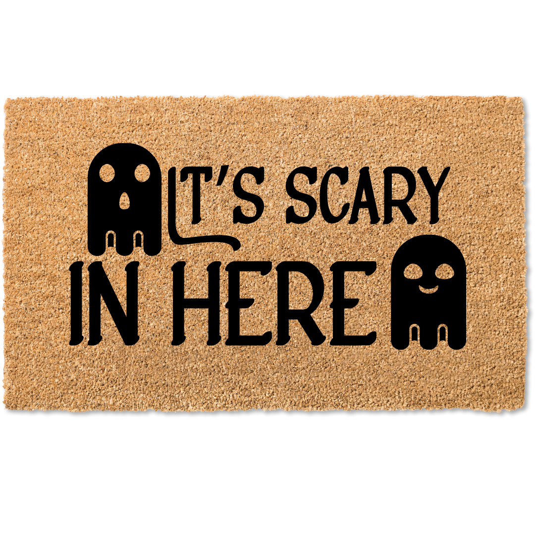 It's scary in here halloween door mat