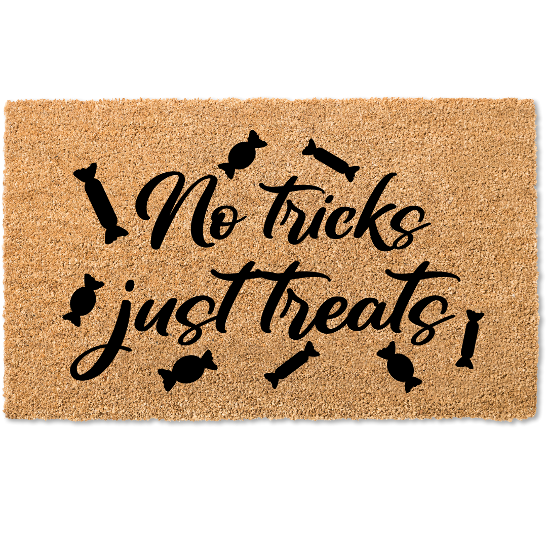 No tricks just treats halloween door mat