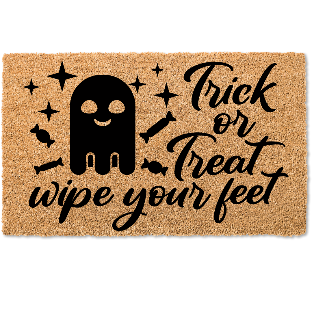 Trick or Treat wipe your feet halloween door mat