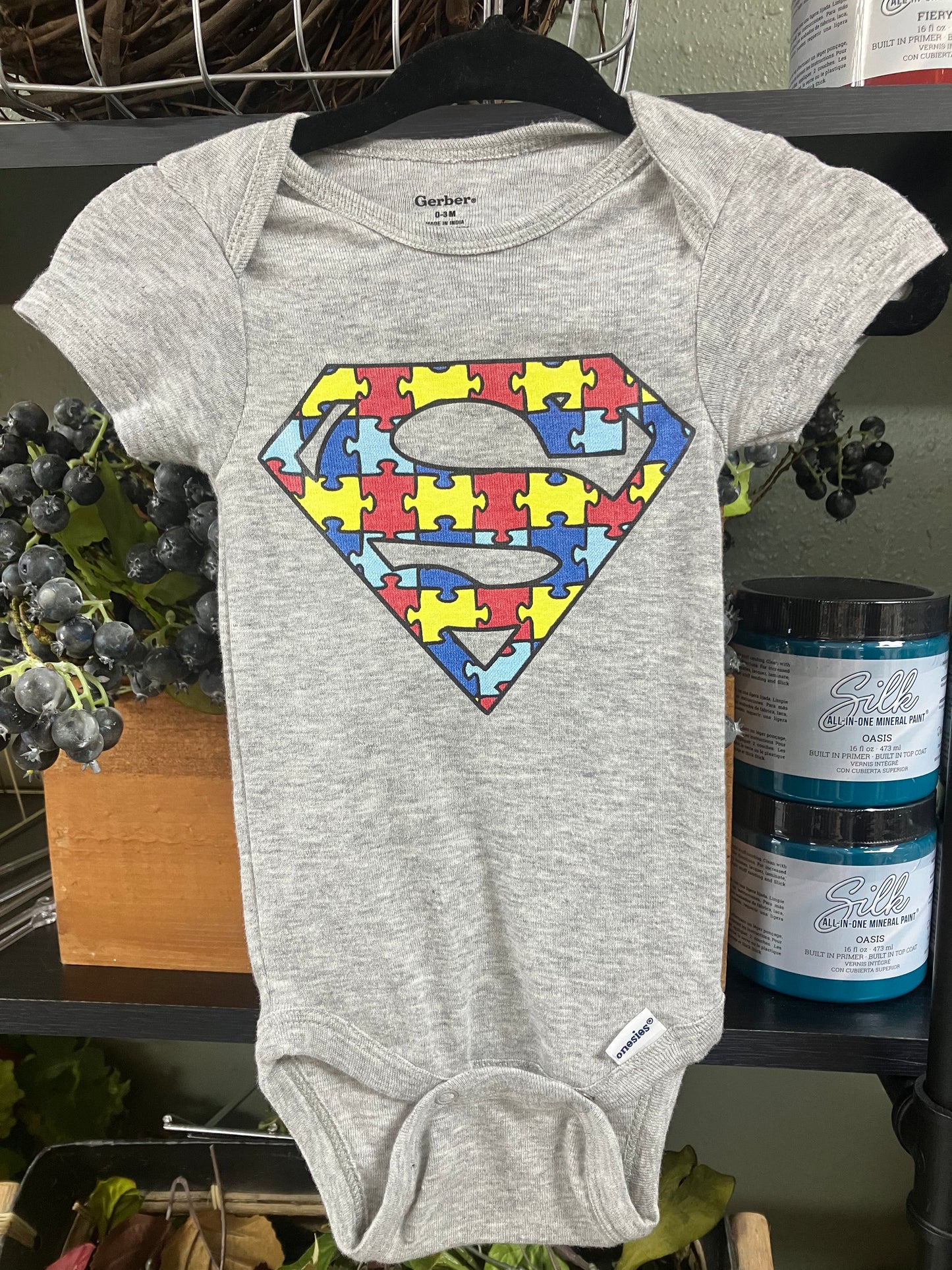 0-3M Super Hero Autism Onesie