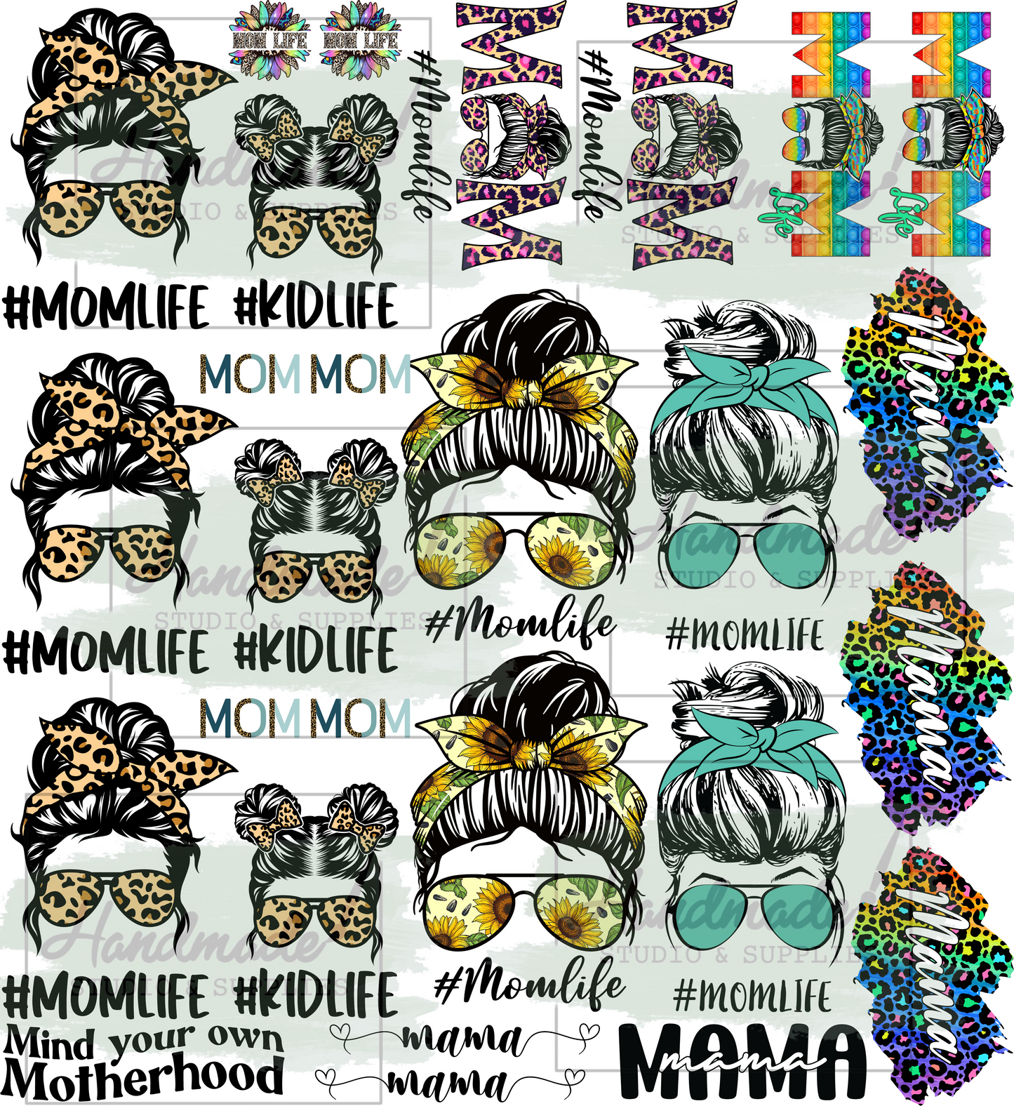 Mom Life / Messy Bun gang sheet SUBLIMATION