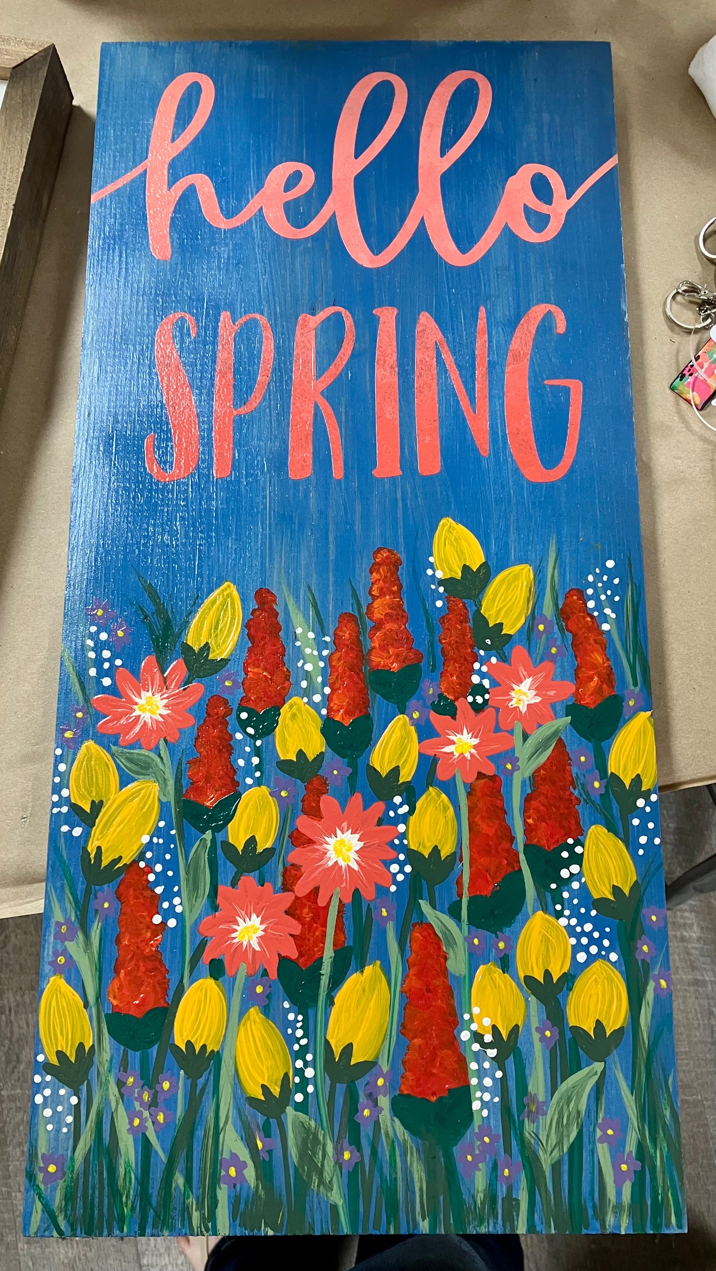 Hello Spring Short Porch Leaner - Handpainted