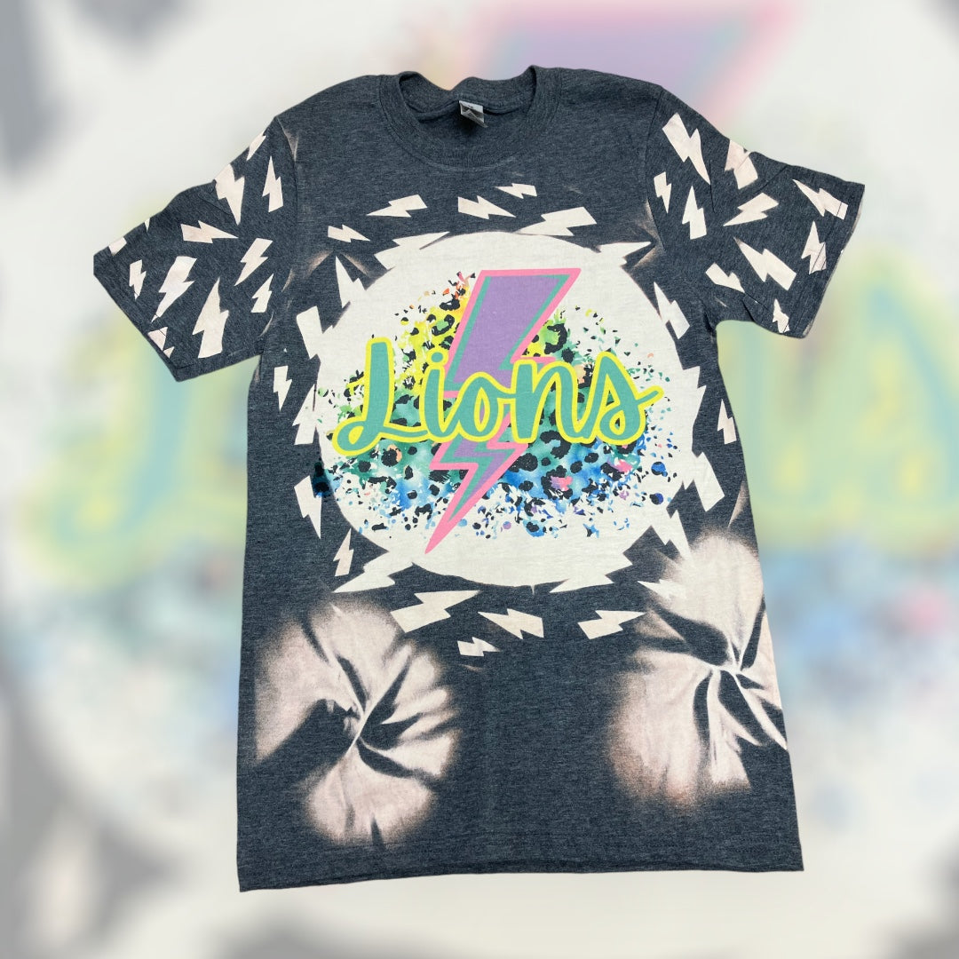 Neon Lion Lightening bolt tee