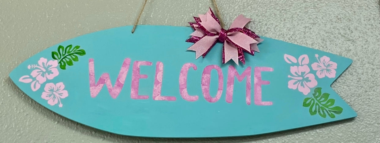 Summer Welcome Surf Board Door Hanger