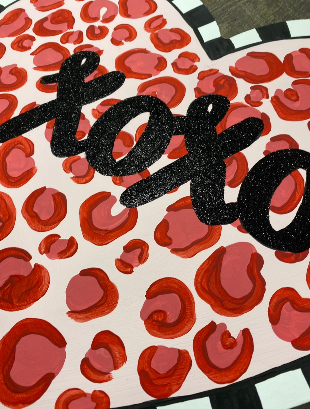Xoxo leopard heart door hanger