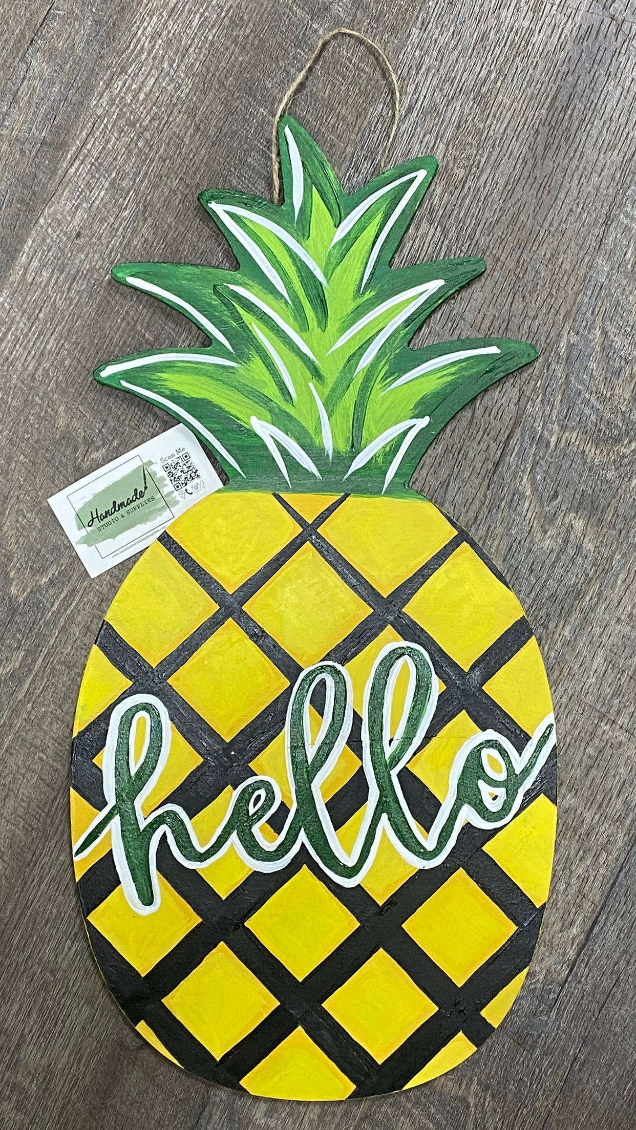 Hello pineapple door hanger