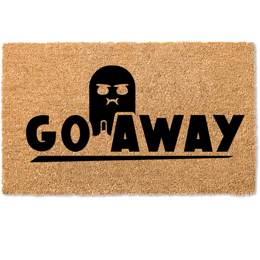 Go Away ghost halloween door mat