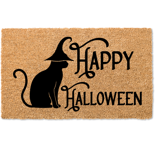 Happy Halloween Cat door mat