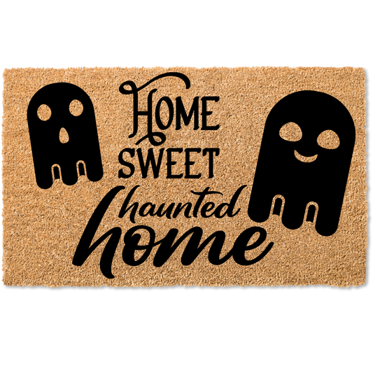 Home sweet haunted home halloween door mat