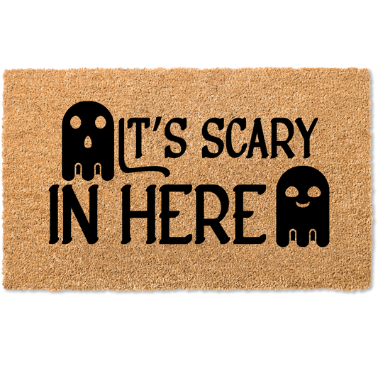 It's scary in here halloween door mat