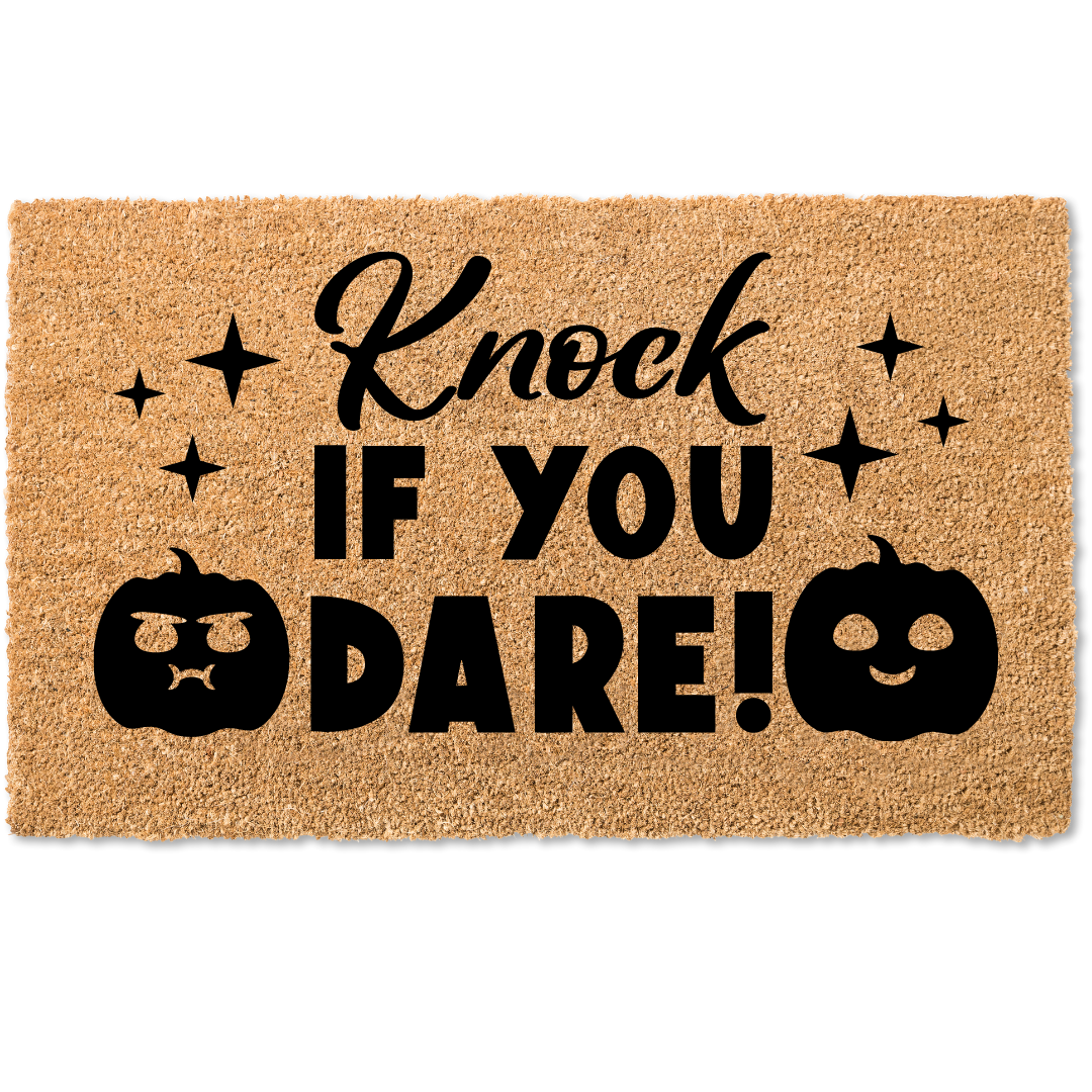 Knock if you dare halloween door mat