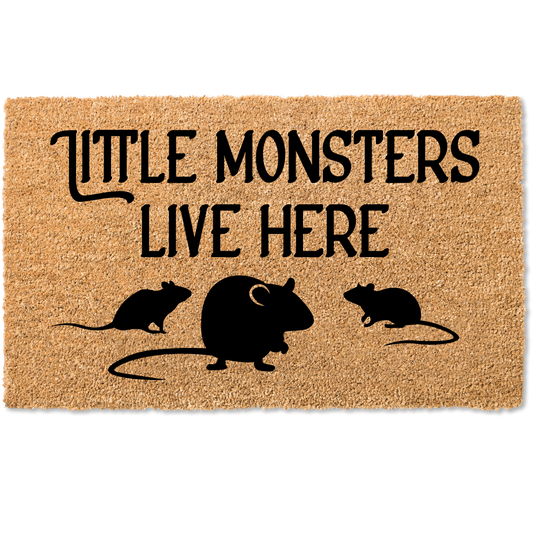 Little monsters live here halloween door mat