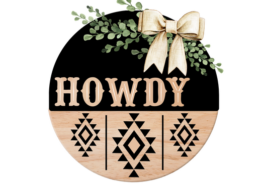 HOWDY - southwest print door hanger