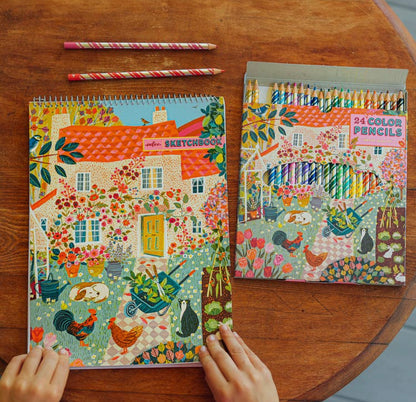 English Cottage Sketchbook & Color Pencils