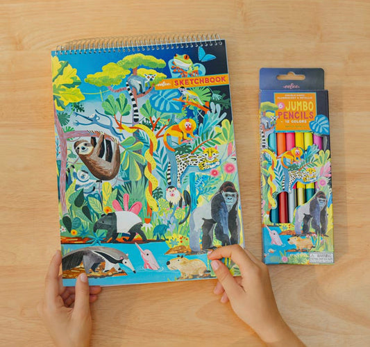 Jungle Sketchbook & Jumbo Crayon Set