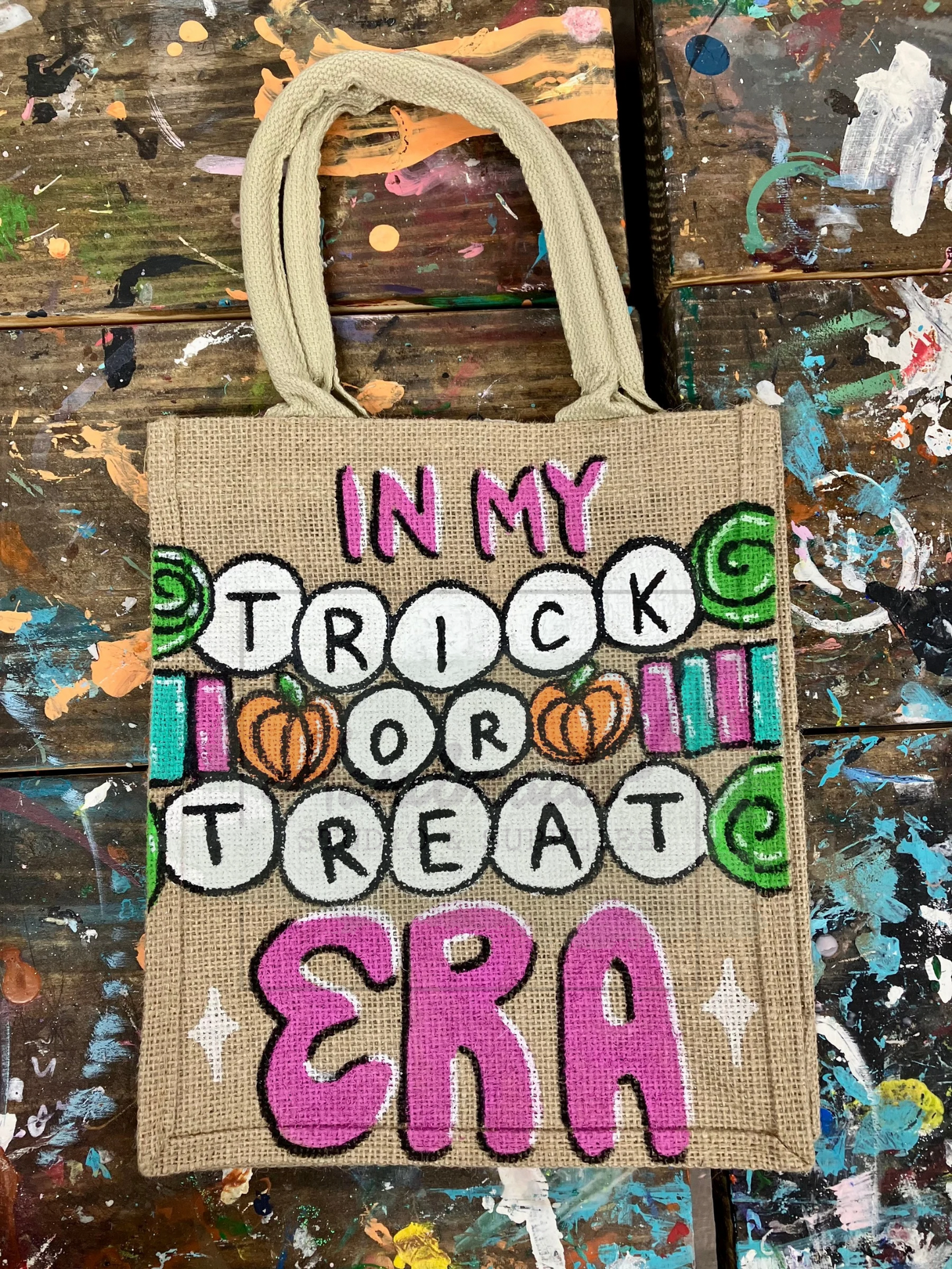 Painted Halloween Trick or Treat Bag