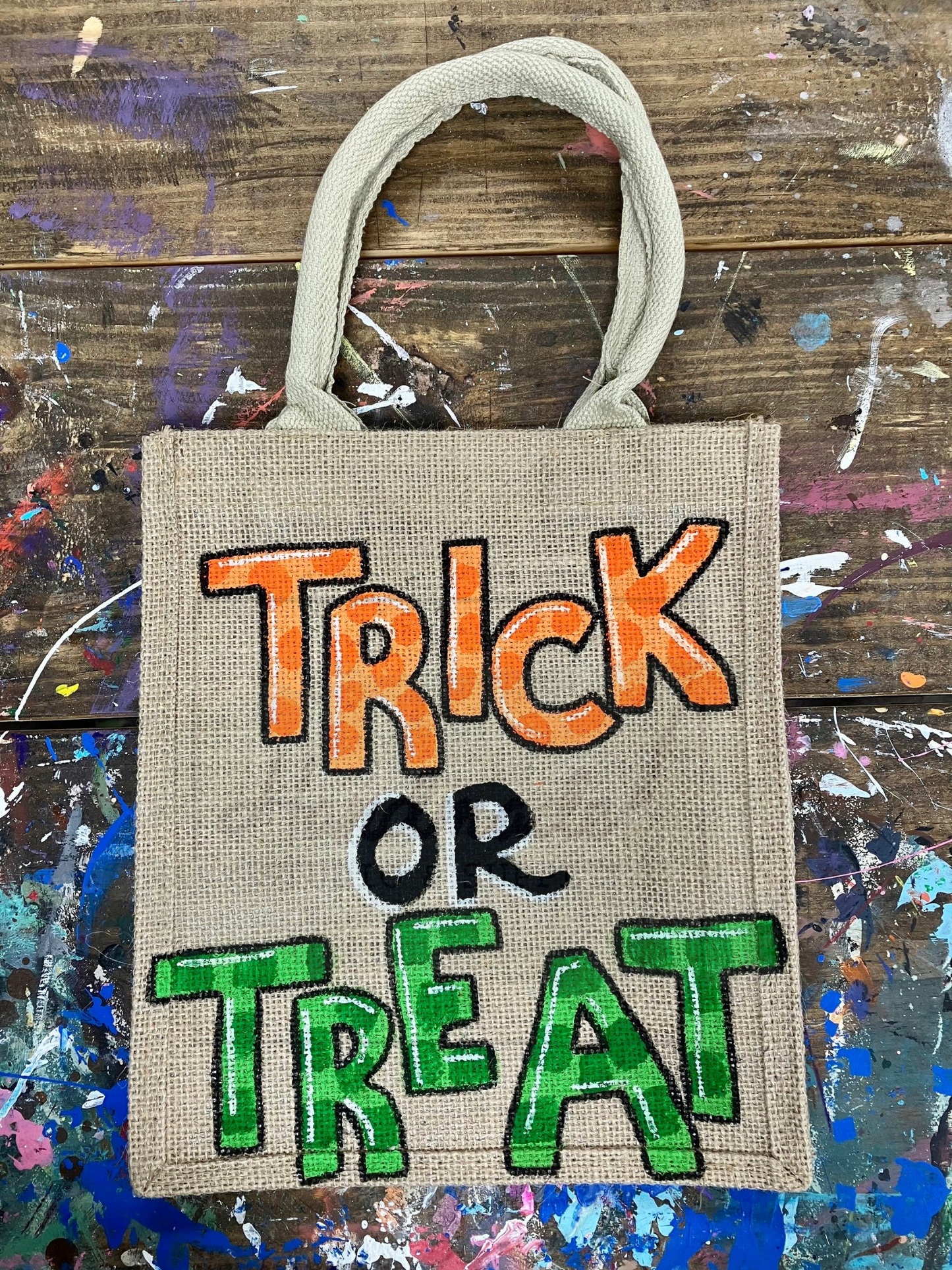 Painted Halloween Trick or Treat Bag