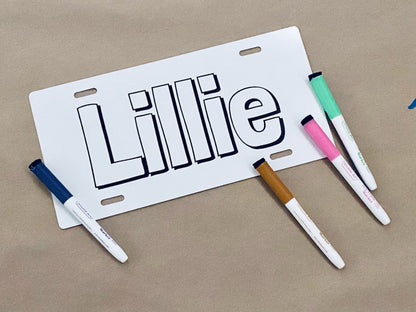 Personalized dry erase license plate