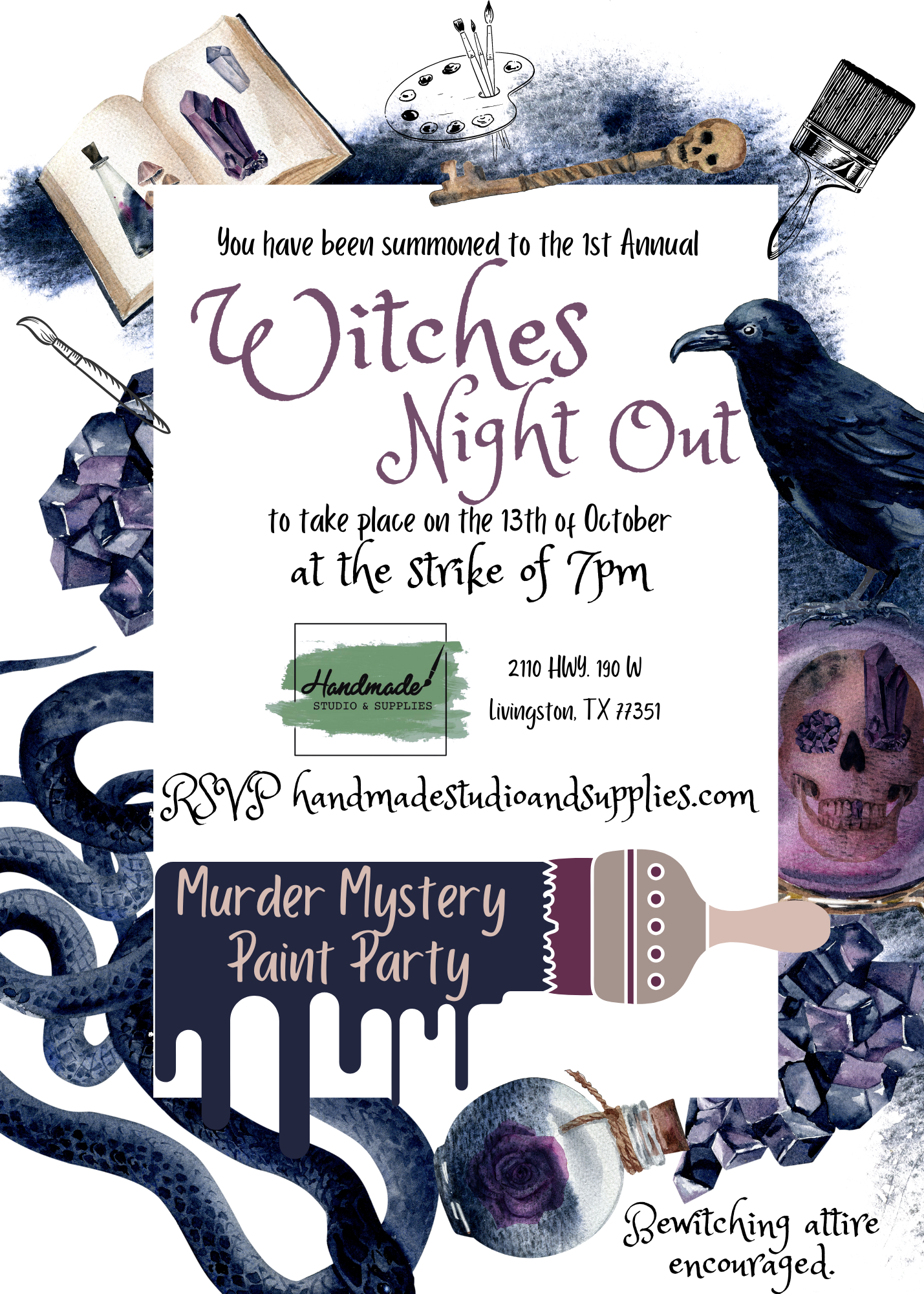 Witches Night Out - a murder mystery paint party 10/13 @7pm
