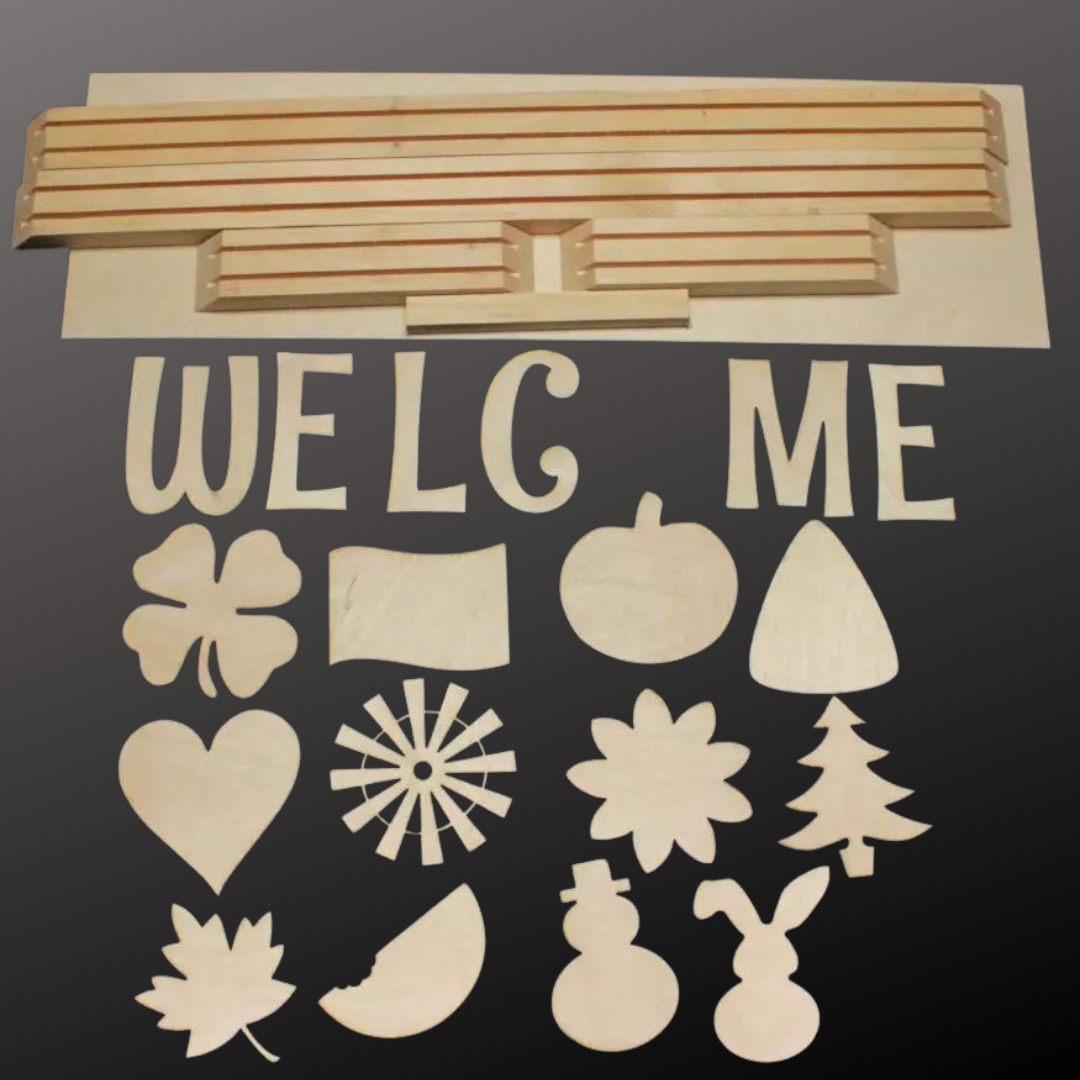 WELCOME farmhouse style box with 12 interchangeables